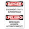 Signmission OSHA, Equipment Starts Automatically Bilingual, 10in X 7in Rigid Plastic, 10" W, 7" H, Landscape OS-DS-P-710-L-19347 - alternate 1